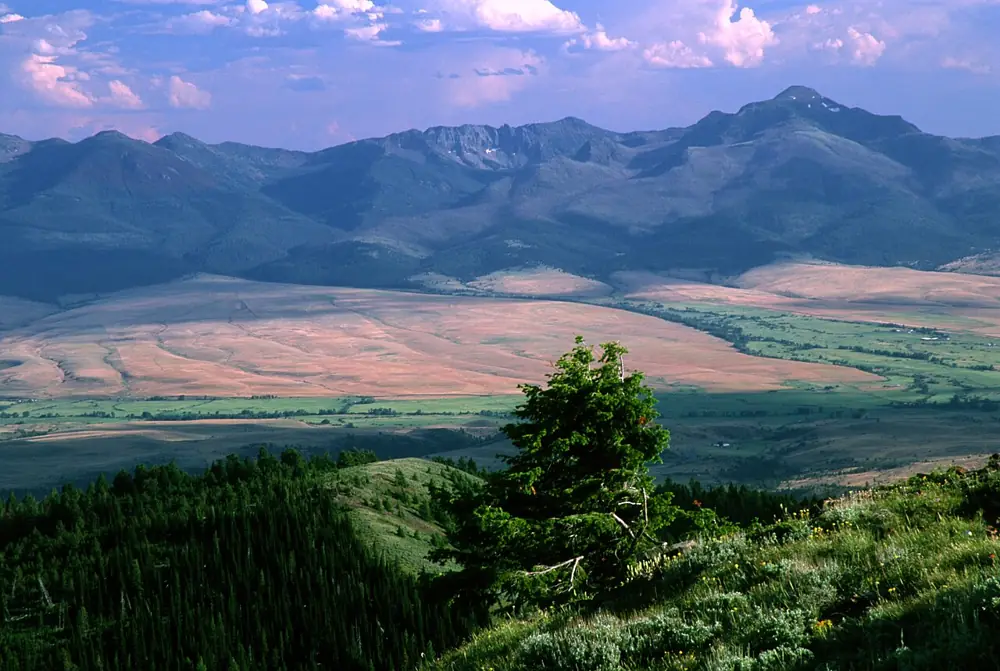 Farmland and Mountains, John Day Valley, Malheur National Forest